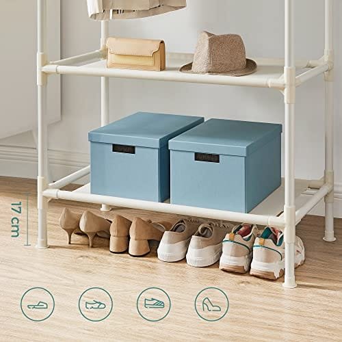 Songmics klädstativ, metallkläder står med 2 hängande skenor och 2 förvaringshyllor, Vit 4 Songmics klädstativ, metallkläder står med 2 hängande skenor och 2 förvaringshyllor, Vit - Bild 4