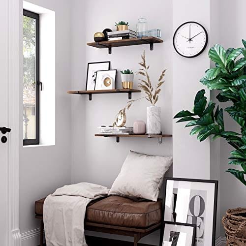 Songmics vägghyllor uppsättning av 2, 60 x 20 x 7 cm, flytande hyllor, brun och svart 3 Songmics vägghyllor uppsättning av 2, 60 x 20 x 7 cm, flytande hyllor, brun och svart - Bild 3