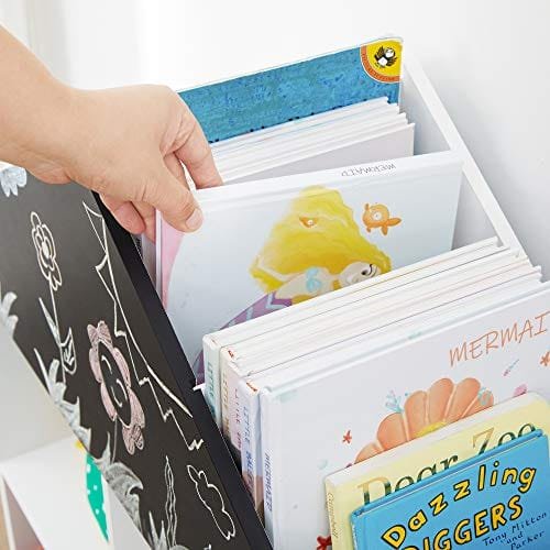 Songmics Kids 'bokhylla, förvaringsenhet med tavlan, lådor och hyllor, orange och gul 5 Songmics Kids 'bokhylla, förvaringsenhet med tavlan, lådor och hyllor, orange och gul - Bild 5