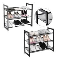Songmics 3-Tier Shoe Rack Storage, Steel Mesh, Flat eller Angled Stackable svart 5 Songmics 3-Tier Shoe Rack Storage, Steel Mesh, Flat eller Angled Stackable svart - Bild 5