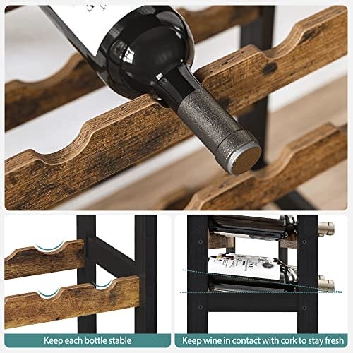Wine Rack 24 Vinflaskor Stående Flaskställ med Glashållare För Kök Bar Matsal Vintage Brun Svart 5 Wine Rack 24 Vinflaskor Stående Flaskställ med Glashållare För Kök Bar Matsal Vintage Brun Svart - Bild 5