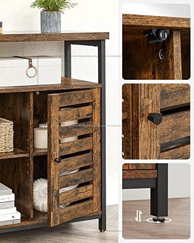 VASAGLE Golvskåp, Köks förvaringsskåp med skåp och hyllor, rustikt brunt och svart 3 VASAGLE Golvskåp, Köks förvaringsskåp med skåp och hyllor, rustikt brunt och svart - Bild 3