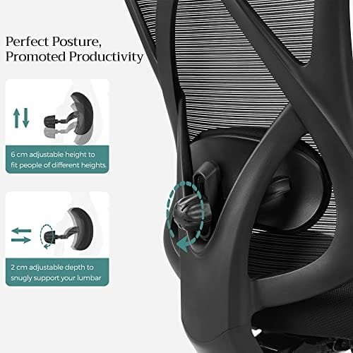 SONGMICS kontorsstol, ergonomisk skrivbordsstol, datorstol, meshstol, svart 5 SONGMICS kontorsstol, ergonomisk skrivbordsstol, datorstol, meshstol, svart - Bild 5