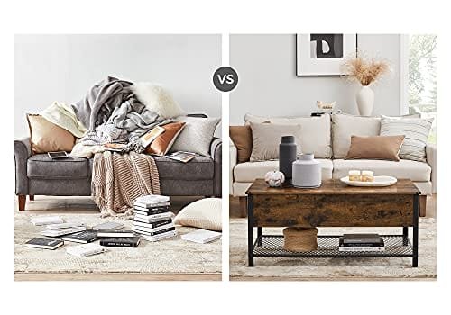 VASAGLE soffbord, dolt förvaringsfack, rustikt brunt och svart 6 VASAGLE soffbord, dolt förvaringsfack, rustikt brunt och svart - Bild 6