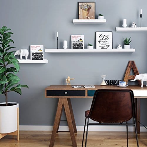 Songmics Wall Shelf, Floating Shelf Ledge, för bildramar och böcker, Vit 3 Songmics Wall Shelf, Floating Shelf Ledge, för bildramar och böcker, Vit - Bild 3