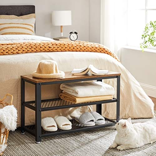 Vasagle skobänk, skosställ med 2 hyllor, skoarrangör, rustikbrun och svart 4 Vasagle skobänk, skosställ med 2 hyllor, skoarrangör, rustikbrun och svart - Bild 4