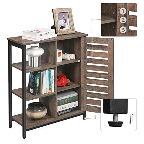 VASAGLE förvaringsskåp, skåp, multifunktionsskåp, 3 hyllor, rustikt brunt och svart 4 VASAGLE förvaringsskåp, skåp, multifunktionsskåp, 3 hyllor, rustikt brunt och svart - Bild 4