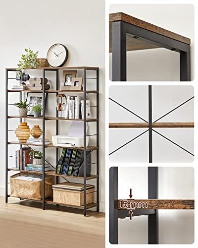 VASAGLE bokhylla 5 våningar (30 x 120 cm vardera) 3 VASAGLE bokhylla 5 våningar (30 x 120 cm vardera) - Bild 3