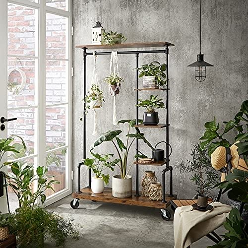 VASAGLE Klädställ på hjul, 5-vånings Klädställ, Tvättstuga, Rustik Brun och Svart 7 VASAGLE Klädställ på hjul, 5-vånings Klädställ, Tvättstuga, Rustik Brun och Svart - Bild 7