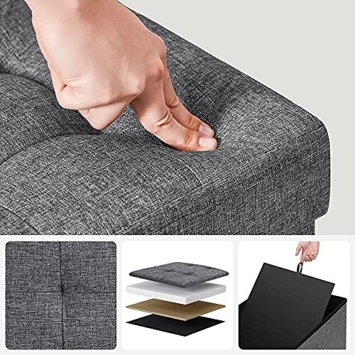 Songmics 120L förvaring ottoman, fällbar skobänk, med flippande lock, mörkgrå 3 Songmics 120L förvaring ottoman, fällbar skobänk, med flippande lock, mörkgrå - Bild 3