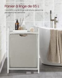 Vasagle kompakt tvätthämma med hylla, vit, perfekt för små utrymmen och enkel organisering