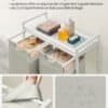 Tvättkorg med utdragbara fack och vattentålig yta.