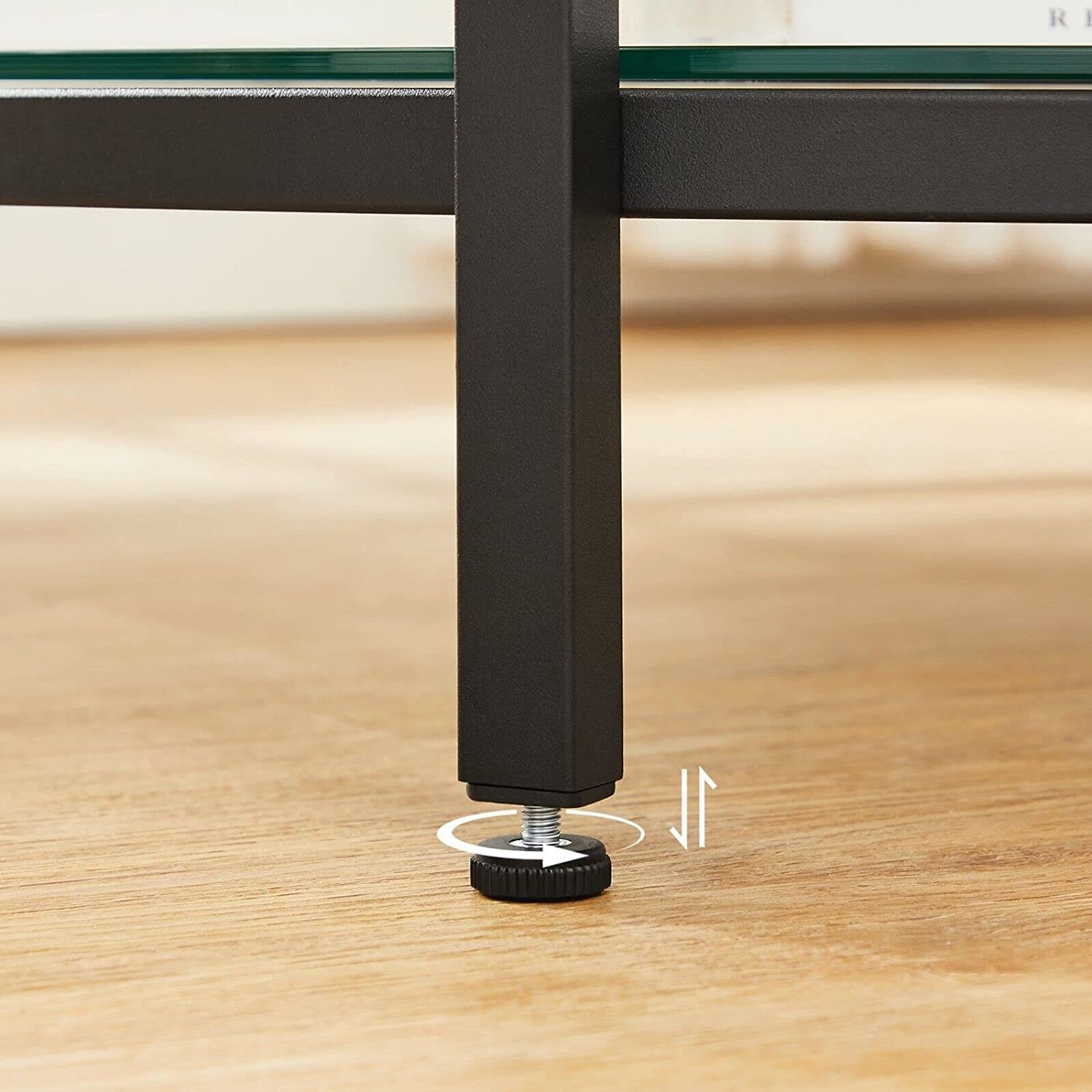 Vasagle soffbord, vardagsrumsbord, soffbord, med glastopp, vit, svart ram 7 Vasagle soffbord, vardagsrumsbord, soffbord, med glastopp, vit, svart ram - Bild 7