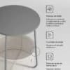Rundbord med tygkorg och metallben, modern design.