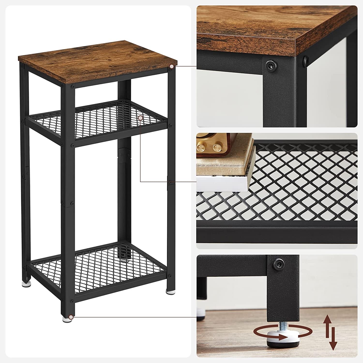 Vasagle vintage slutbord, sido soffbord med 2 mesh enkel monterings 4 Vasagle vintage slutbord, sido soffbord med 2 mesh enkel monterings - Bild 4