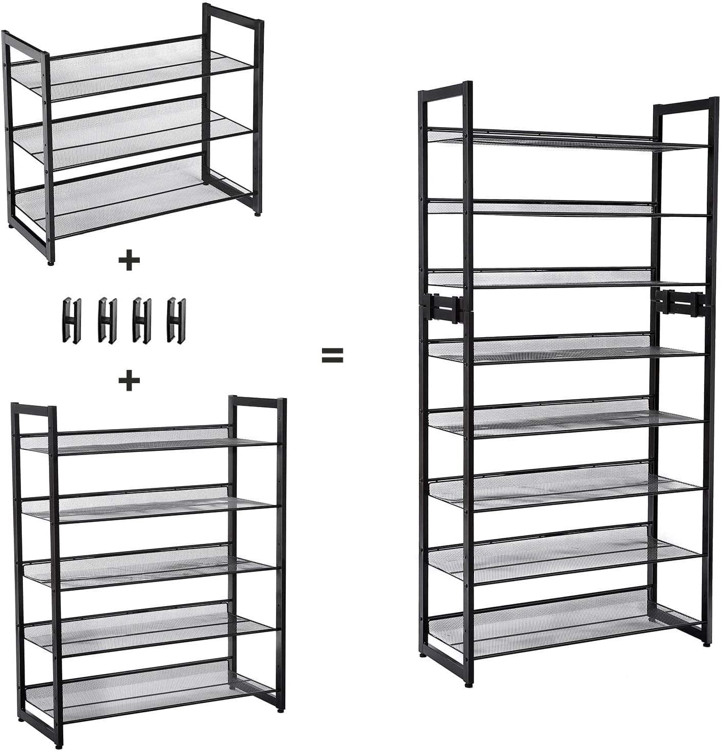 Songmics Skoställ i 5-lagers metallnät med platt vinklade hyllor , svart 6 Songmics Skoställ i 5-lagers metallnät med platt vinklade hyllor , svart - Bild 6