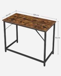Vasagle datorskrivbord, skrivbord, litet kontorsbord, 50 x 100 x 75 cm, brun och svart - Bild 4