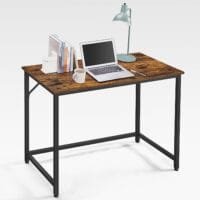 Vasagle datorskrivbord, skrivbord, litet kontorsbord, 50 x 100 x 75 cm, brun och svart - Bild 6