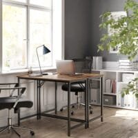 Vasagle datorskrivbord, skrivbord, litet kontorsbord, 50 x 100 x 75 cm, brun och svart - Bild 7