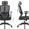 Svart ergonomisk kontorsstol med justerbart svankstöd och hjul.