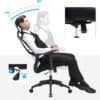 Kontorsstol med justerbar svankstöd och ergonomisk design.