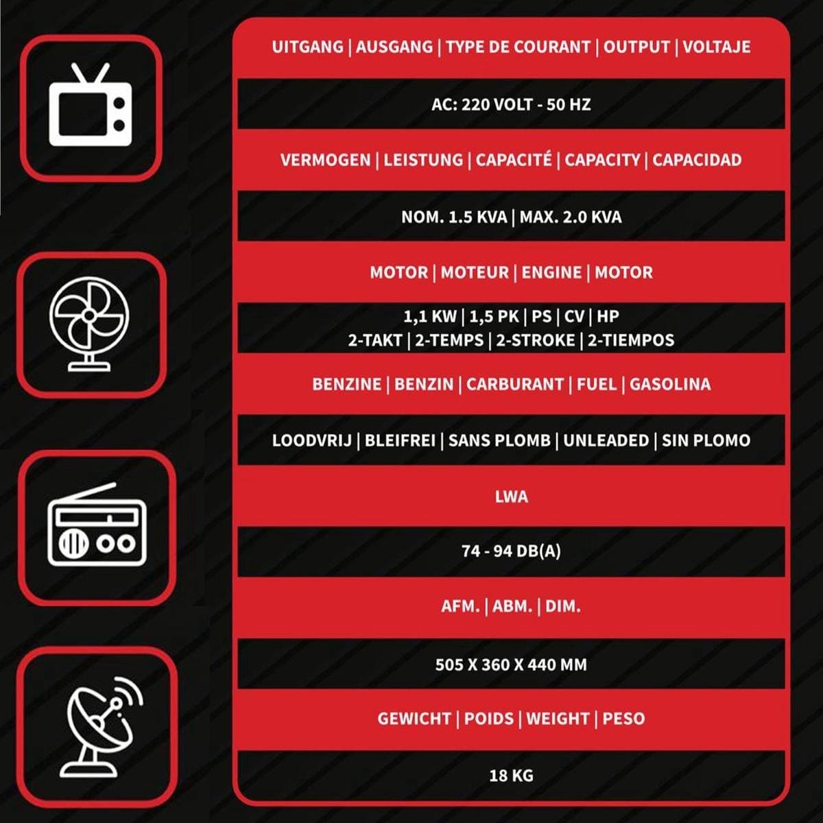 Powertech Bärbar bensingenerator - 650W 3 Powertech Bärbar bensingenerator - 650W - Bild 3