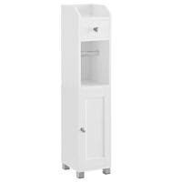 Vasagle BBC846P31 toalettskåp, badrumsskåp, badrumshylla med justerbar hylla, vattentäta fötter, för små utrymmen, vit