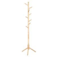 Vasagle stående klädhängare, klädhängare i massivt trä, träformad klädhängare med 8 krokar, 3 höjdinställningar, för kläder, hattar, väskor, för vardagsrum, sovrum, hemmakontor, naturlig RCR004N01
