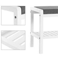 Songmics Bamboo Bench Skoställ med vadderad sits, förvaringshylla för entré, vardagsrum, foajé, små ytor, vit lbs65wn 6 Songmics Bamboo Bench Skoställ med vadderad sits, förvaringshylla för entré, vardagsrum, foajé, små ytor, vit lbs65wn - Bild 6