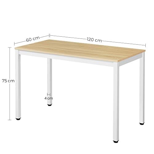 Vasagle datorbord, studiebord, stabilt kontorsbord, stort spelbord, enkel montering, för hem och kontor, med justerbara utjämningsfötter, 120 x 60 x 76 cm LWD64N 7 Vasagle datorbord, studiebord, stabilt kontorsbord, stort spelbord, enkel montering, för hem och kontor, med justerbara utjämningsfötter, 120 x 60 x 76 cm LWD64N - Bild 7