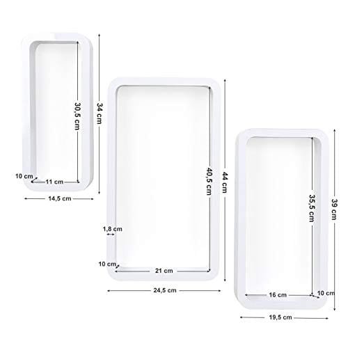 Väggset med 3 Flytande Hyllor, Kubförvaringsorgan, Varje Rymmer Upp Till 15 Kg, 44, 39, 34 Cm, Vit , 34 X 10 X 14,5 Cm 6 Väggset med 3 Flytande Hyllor, Kubförvaringsorgan, Varje Rymmer Upp Till 15 Kg, 44, 39, 34 Cm, Vit , 34 X 10 X 14,5 Cm - Bild 6