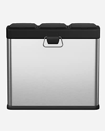 Songmics 54L återvinningskärl Papperskorg Stålpedalbehållare 3 sektioner innerkorgar 6 sorteringsmärken för enkel avfallsseparering Silver och svart LTB54L 7 Songmics 54L återvinningskärl Papperskorg Stålpedalbehållare 3 sektioner innerkorgar 6 sorteringsmärken för enkel avfallsseparering Silver och svart LTB54L - Bild 7