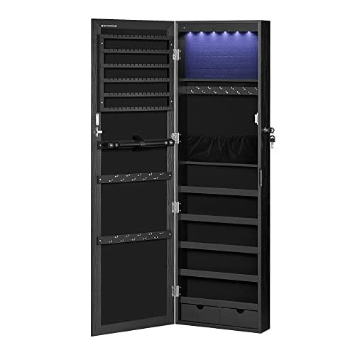 Songmics hängande smyckesskåp, spegelskåp Väggskåp med spegel, Svart 1 smyckesskåp