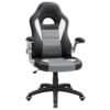 Ergonomisk spelstol med svart och grå design för komfort.