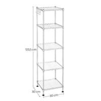 Songmics badrumshylla, förvaringsställ i metall, total lastkapacitet 100 kg, med 5 pp-ark, avtagbara krokar, 30 x 30 x 123,5 cm, utbyggbar design, för litet utrymme, silver och transparent LGR023S01 5 Songmics badrumshylla, förvaringsställ i metall, total lastkapacitet 100 kg, med 5 pp-ark, avtagbara krokar, 30 x 30 x 123,5 cm, utbyggbar design, för litet utrymme, silver och transparent LGR023S01 - Bild 5