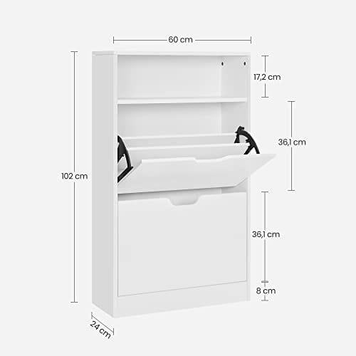 Vasagle LBC040W01V1 skoskåp med 2 fack för hall, vardagsrum, sovrum, 60 x 24 x 102 cm, vit 6 Vasagle LBC040W01V1 skoskåp med 2 fack för hall, vardagsrum, sovrum, 60 x 24 x 102 cm, vit - Bild 6