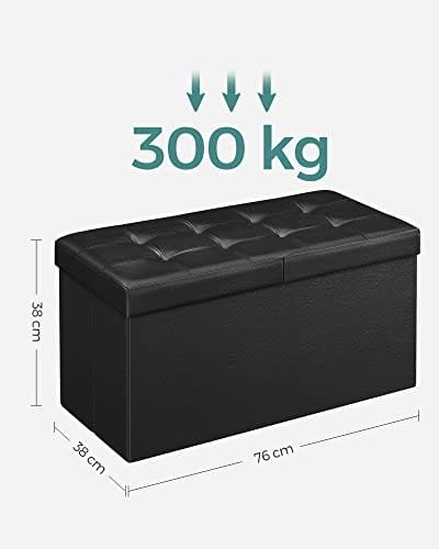 Songmics 80 L Folding Ottoman Bänk Förvaringslåda Vändlock Lastkapacitet på 300 kg 76 x 38 x 38 cm Svart LSF45BK 5 Songmics 80 L Folding Ottoman Bänk Förvaringslåda Vändlock Lastkapacitet på 300 kg 76 x 38 x 38 cm Svart LSF45BK - Bild 5