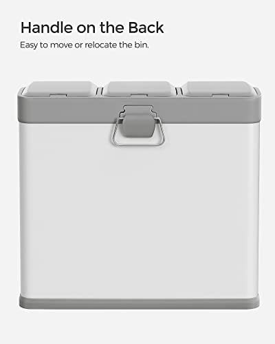 Songmics Pedal Bin, 3 x 8L återvinningsfack, 3-fack metallskräp, stål, vit och grå 6 Songmics Pedal Bin, 3 x 8L återvinningsfack, 3-fack metallskräp, stål, vit och grå - Bild 6