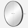 Svart rund badrumsspegel med metallram, 61 cm diameter.