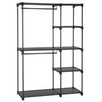 Songmics fristående garderob, fällbar garderob, kappställ med klädskenor, klädställ, öppen förvaringsgarderob, förvaringsarrangör, garderob, sovrum, studie 112 x 43 x 165 cm, svart ryg24bk