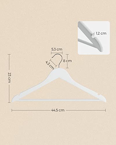 Songmics 20 gummilock hängare, fast trä utan halkhår i axelområdet, vit 6 Songmics 20 gummilock hängare, fast trä utan halkhår i axelområdet, vit - Bild 6
