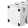 Vit metallparaplystativ med fyrkantig design för utomhusbruk.