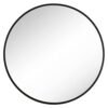 Svart rund väggspegel med metallram, 61 cm diameter.