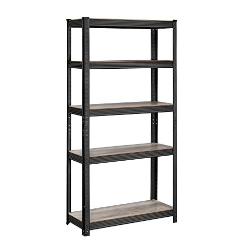 Songmics stående hyllor, bokhyllor, förvaringshyllor, 5 hyllor, kökshyllor, hyllor, 30 x 75 x 150 cm, lastkapacitet 650 kg, justerbara hyllor, industriell design, naturlig svart GLR030B11 1 Songmics stående hyllor, bokhyllor, förvaringshyllor, 5 hyllor, kökshyllor, hyllor, 30 x 75 x 150 cm, lastkapacitet 650 kg, justerbara hyllor, industriell design, naturlig svart GLR030B11
