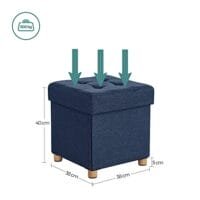 Songmics Storage Ottoman, stoppad hopfällbar bänk, kista med lock, massiva träfötter, platsbesparande, rymmer upp till 300 kg, marinblå LSF14in 6 Songmics Storage Ottoman, stoppad hopfällbar bänk, kista med lock, massiva träfötter, platsbesparande, rymmer upp till 300 kg, marinblå LSF14in - Bild 6