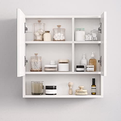 Vasagle BBK122W01 Spegelskåp, badrumsskåp med höj- och sänkbara hyllplan, dörr och topppanel med högglansyta, badrum, 54 x 15 x 55 cm, vit 7 Vasagle BBK122W01 Spegelskåp, badrumsskåp med höj- och sänkbara hyllplan, dörr och topppanel med högglansyta, badrum, 54 x 15 x 55 cm, vit - Bild 7