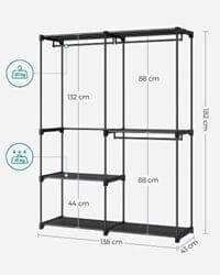 Songmics klädgarderob, bärbar garderob, klädhängare, 43 x 138 x 182 cm, svart 7 Songmics klädgarderob, bärbar garderob, klädhängare, 43 x 138 x 182 cm, svart - Bild 7