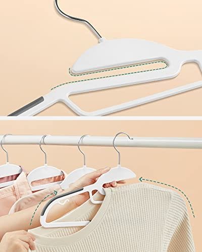 Songmics Set med 50 klädhängare i plast, halkfri, 41,5 cm lång, vit och mörkgrå 3 Songmics Set med 50 klädhängare i plast, halkfri, 41,5 cm lång, vit och mörkgrå - Bild 3