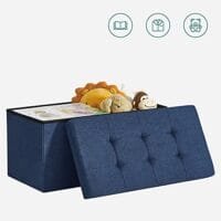 Songmics förvaring ottomansk bänk, kista med lock, hopfällbar sits, sovrum, hall, utrymmesbesparande, 80L kapacitet, rymmer upp till 300 kg, vadderad, mörkblå LSF47in 7 Songmics förvaring ottomansk bänk, kista med lock, hopfällbar sits, sovrum, hall, utrymmesbesparande, 80L kapacitet, rymmer upp till 300 kg, vadderad, mörkblå LSF47in - Bild 7
