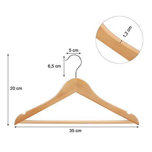 Wood Barnhängare, 20-pack Barnklädeshängare, med Byxstång, Axelskåra, 360 Graders Roterbara Krokar, 35 X 1,2 X 20 Cm, Natural 5 Wood Barnhängare, 20-pack Barnklädeshängare, med Byxstång, Axelskåra, 360 Graders Roterbara Krokar, 35 X 1,2 X 20 Cm, Natural - Bild 5